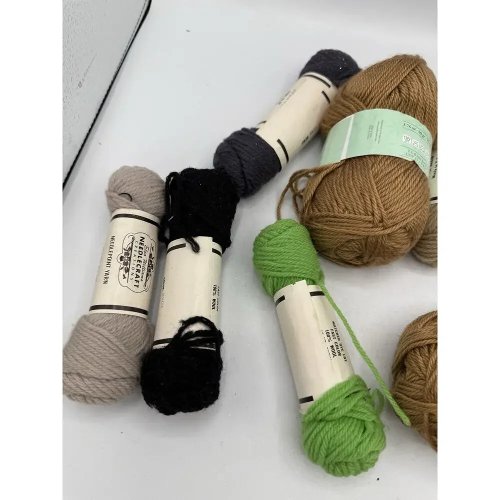Lot of 7 Skeins Needlepoint Yarn Wool Blend & Polyester Mixed Colors